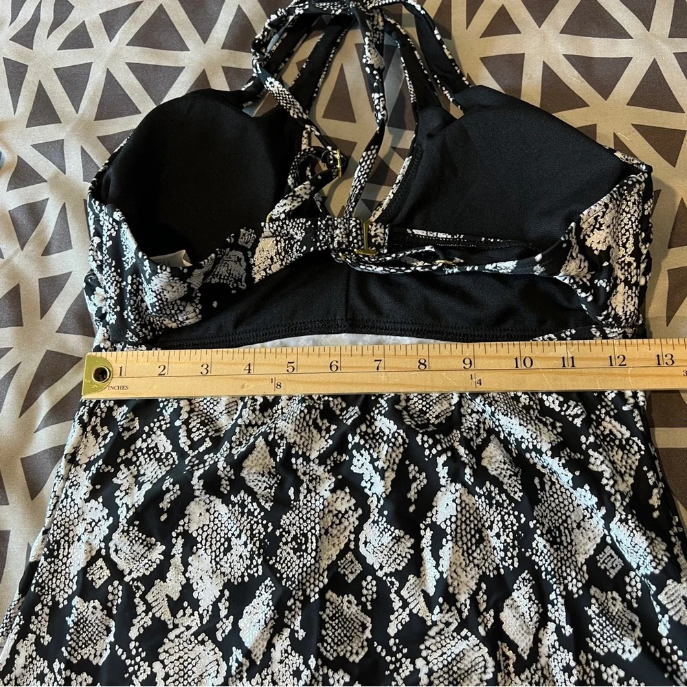 Ibiza Size S‎ Metallic Reptile Snake Print Strappy Cutout Front Tankini Swimwear